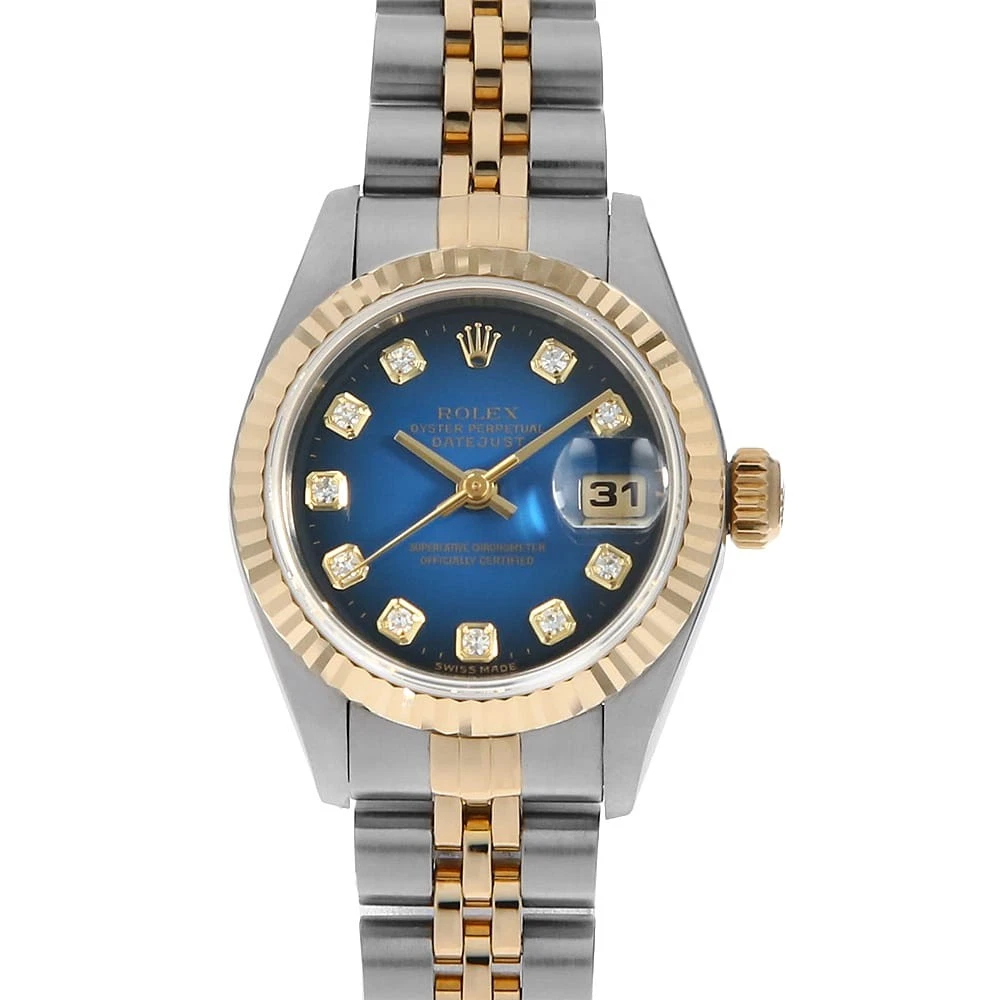 Rolex — ROLEX Datejust 10P Diamond 69173G blue Gradation U Number second hand Women