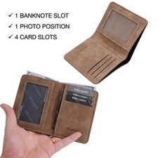 Slim Sanded Leather Multi Card Holder Minimalist Casual Business Wallet for Men