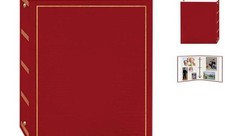 Magnetic Self-Stick 3-Ring Photo 100 Pages 50 Sheets Red Album
