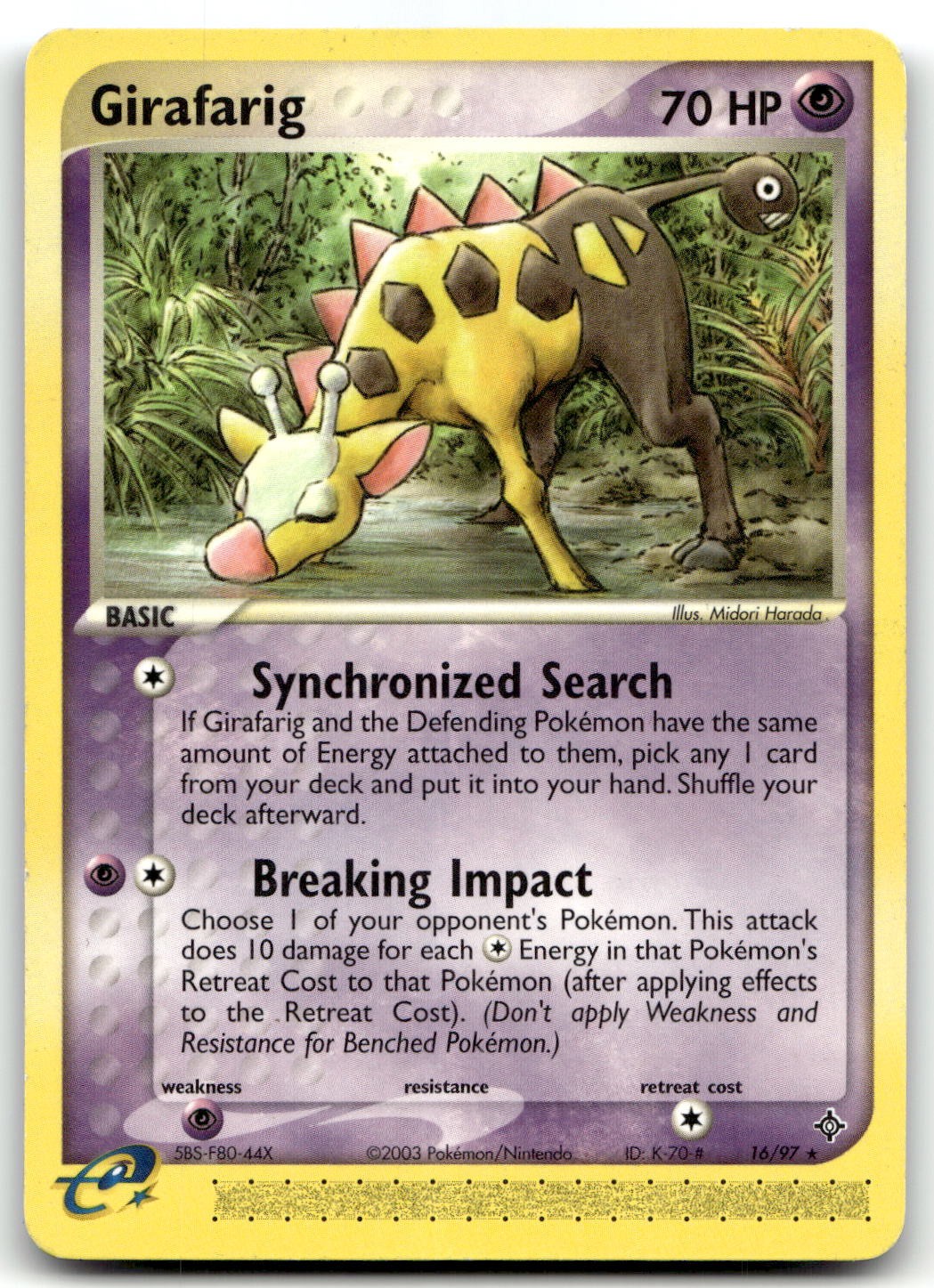 Girafarig 16/97 Dragon Rare Pokemon TCG MP