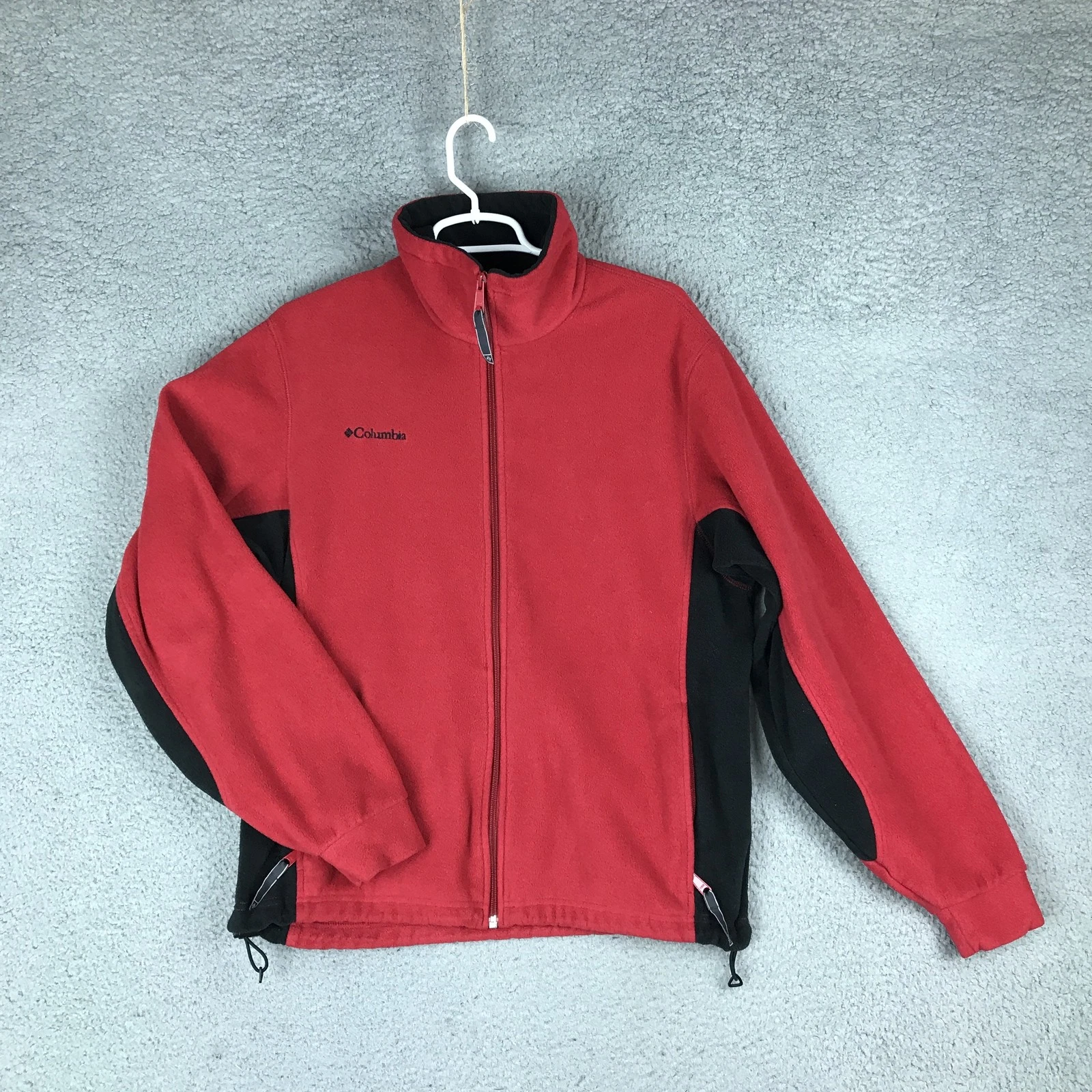 Columbia Jacket Mens Medium Red Black Fleece Full Zip Outdoor Activewear Warm