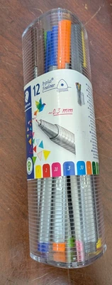 Staedtler Triplus Fineliner Marker Pens, Pack of 12 with case