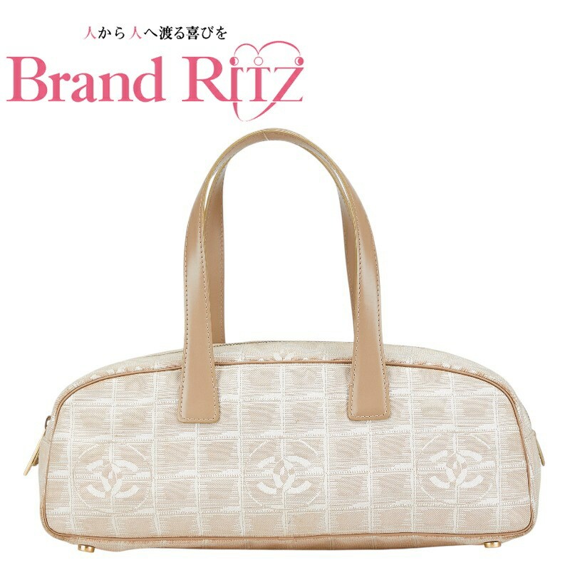 Vintage Chanel Coco Mark Mini Boston Bag in Beige Ab Rank Y0618