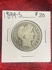 1894-S Barber Half Dollar 50 Cents Ag-About Good San Francisco  Better Date 90%