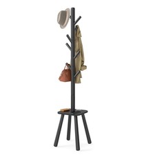 VASAGLE Coat Rack, Free Standing Coat Stand, Hall Coat Tree with 8 Hooks and Sto