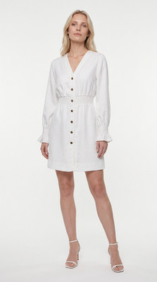 Sandro Kleid Weiß Gesmokt Gr. 36 FR Damen Kurz SFPRO02388