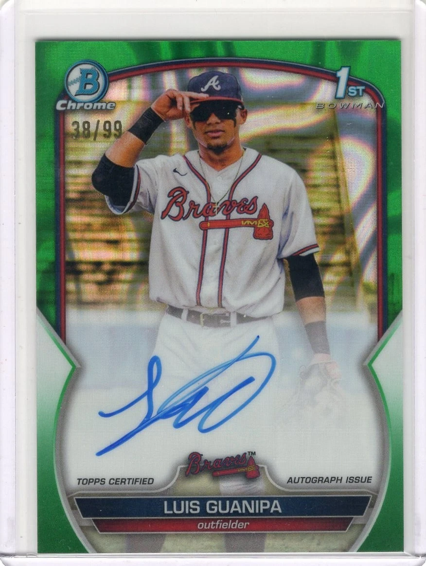 LUIS GUANIPA 2023 BOWMAN CHROME 1ST GREEN LAVE REFRACTOR AUTO 38/99 AUTOGRAPH