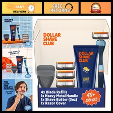 Exclusive Shave Set for Men - 4 Extra Close Cartridges, Handle, Shave Butter & C