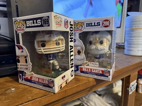 PAIR OF FUNKO POP! FOOTBALL NFL BUFFALO BILLS! BILLS SANTA/JOSH ALLEN! RARE!!