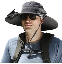 Solar USB Powered Fan Outdoor Fishing Hat Sunscreen Sun Hat With Dual Fan New