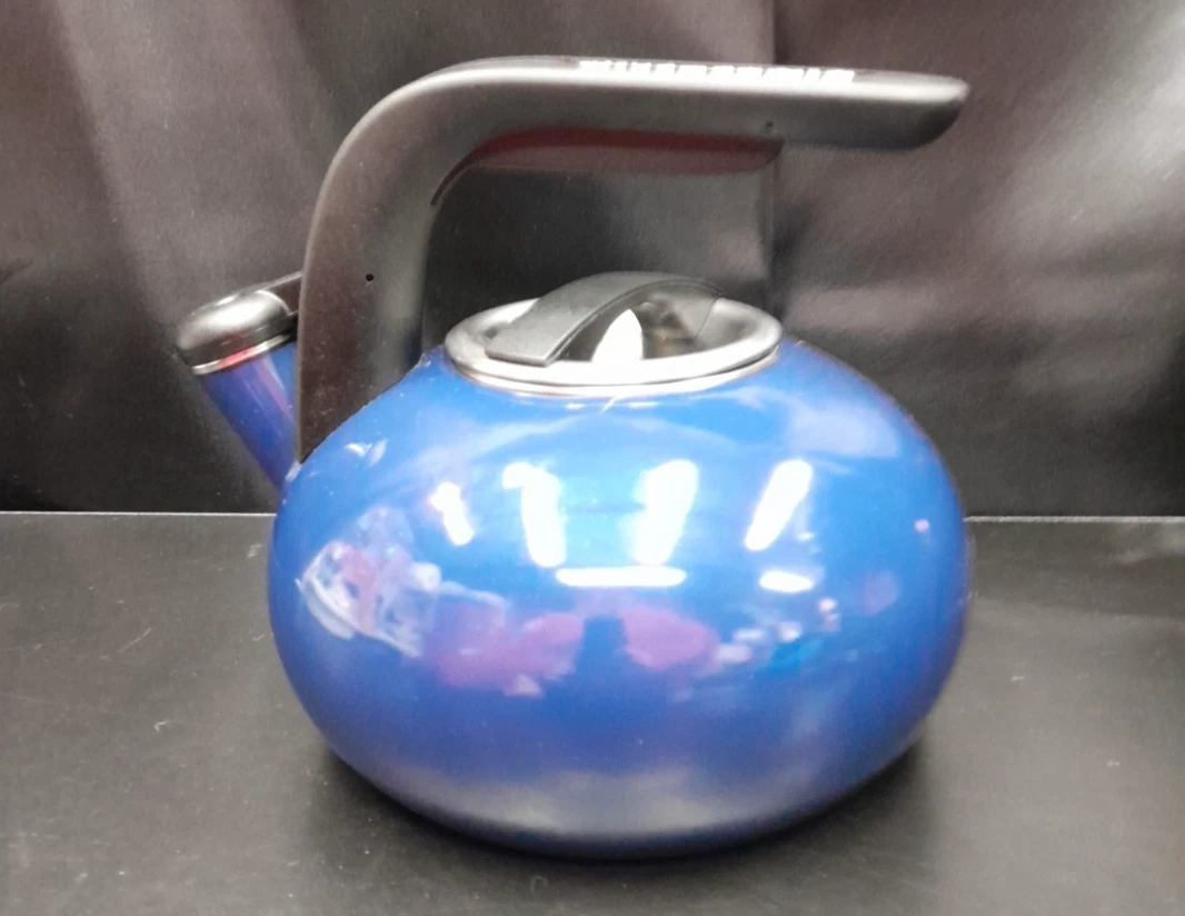 KitchenAid 2 Quart Blue Enamel Whistling Teapot Tea Kettle