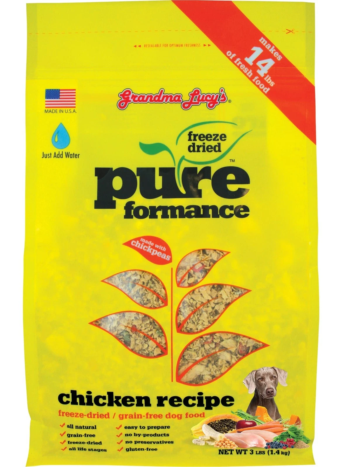 Grandma Lucy's Pureformance Grain Free Freeze Dried Dog Food Chicken 3 lb