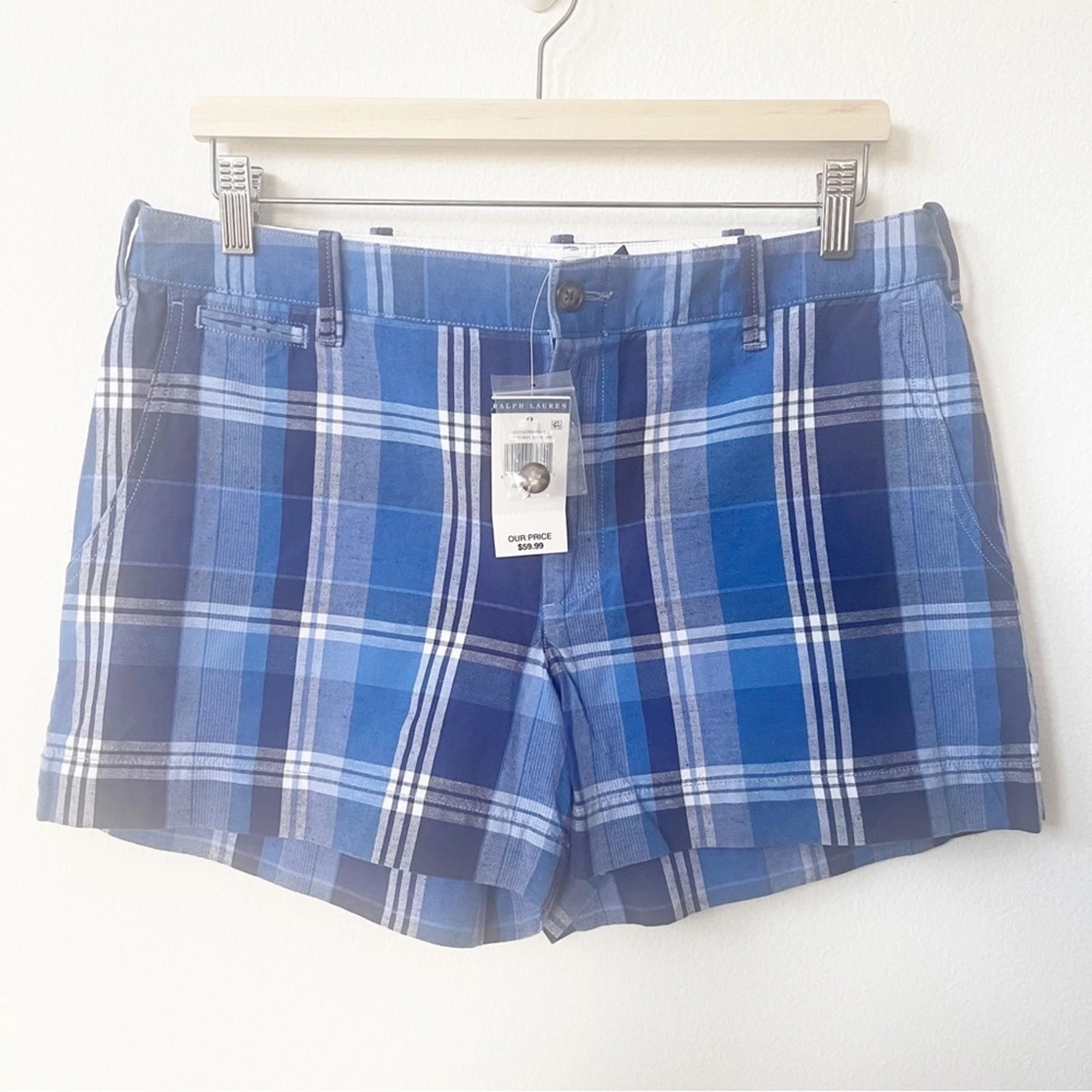 POLO RALPH LAUREN Linen Blend Plaid Shorts NWT Size 8