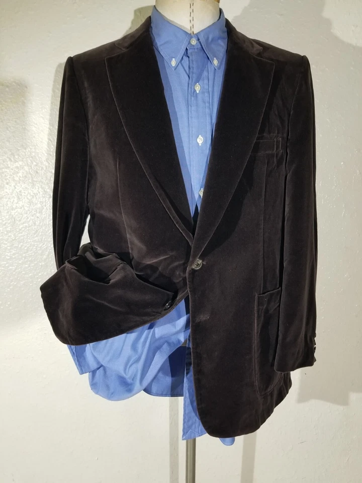 Harlem Mister Shop 50s 40R Vintage Brown Velvet Blazer Smoking Jacket Sport Coat - Image 2 of 4