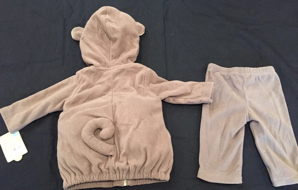 NWT Carter's Boy Monkey Halloween Costume 3-6, 6-9 & 18 mos 2 pc plush zip hoody - Image 3 of 4