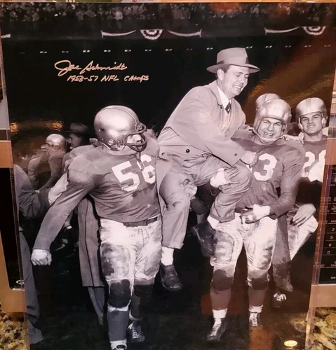 NICE AUTOGRAPHED Lions Joe Schmidt NFL CHAMPS 16x20 Photo Football Schwartz COA