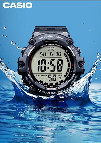 Casio AE1500WH-1AV WIDE FACE Digital Watch 100M WR 10 Year Battery 5 Alarms New - 第 3/7 張圖片
