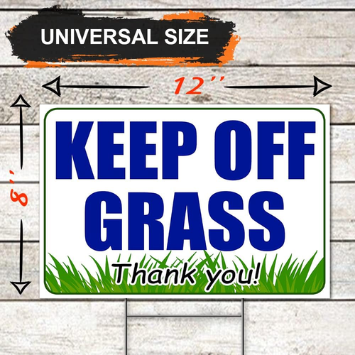 3 PC Keep off Grass Sign with Stake - 8 X 12 Double Sided Coroplast Do Not Walk - Picture 2 of 12