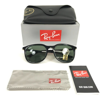 Ray-Ban Sunglasses RB4386 601/31 Polished Black Square Frames Green G-15 Lenses