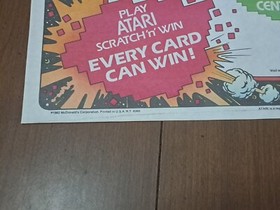 Vintage Atari 2600 Video game arcade console Computer McDonalds Placemat RARE 