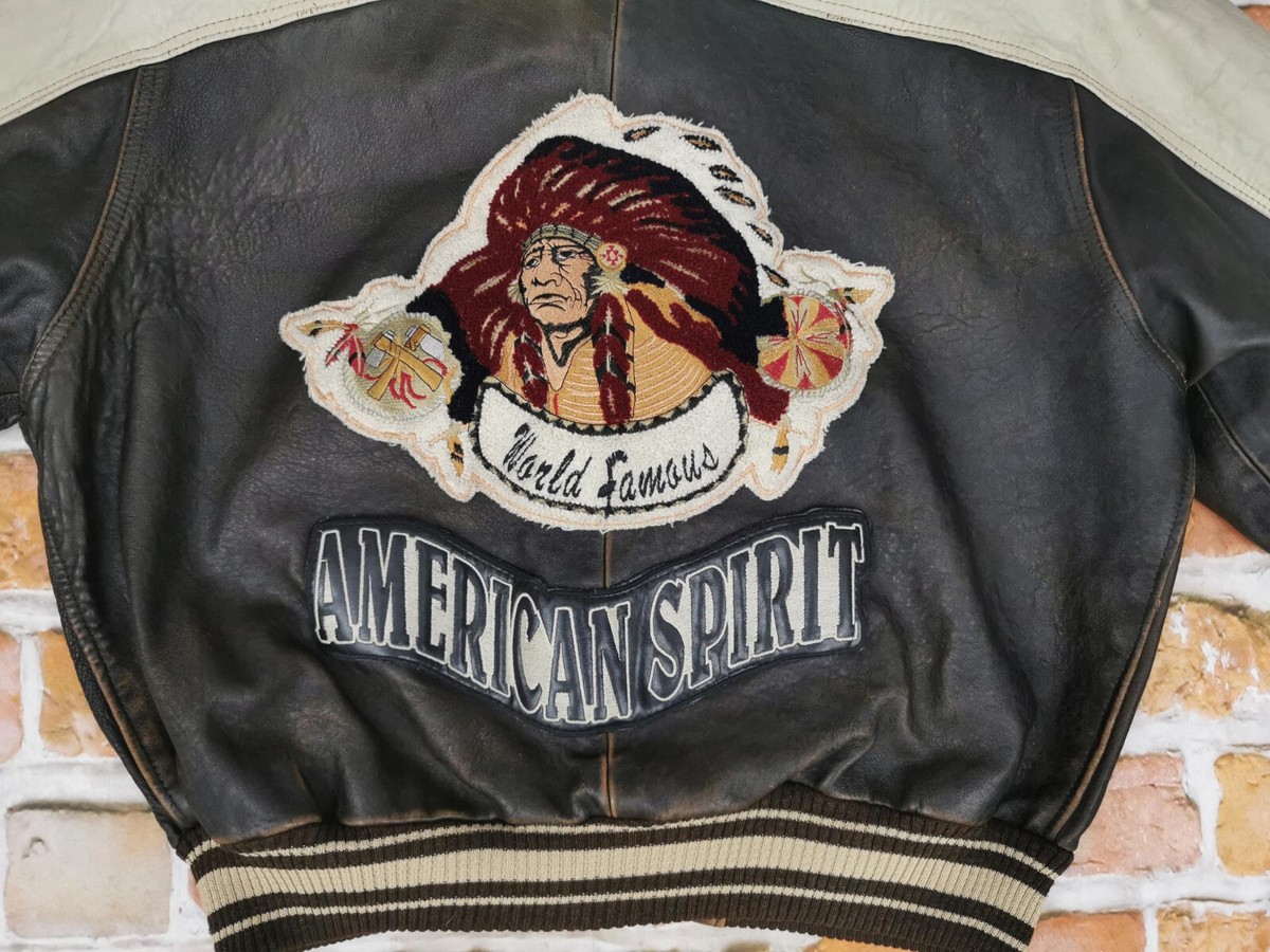 Dakota USA Vintage Leather Jacket American Spirit Indian Brown 