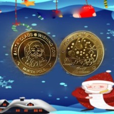 10 Pcs New Merry Christmas Happy New Year Santa Claus Round Commemorative Coins