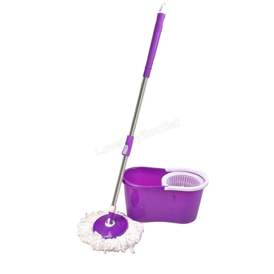 Sistema de esfregão e balde Easy Wring Spin 2 cabeça de esfregão de microfibra azul verde roxo - Imagem 3 de 4
