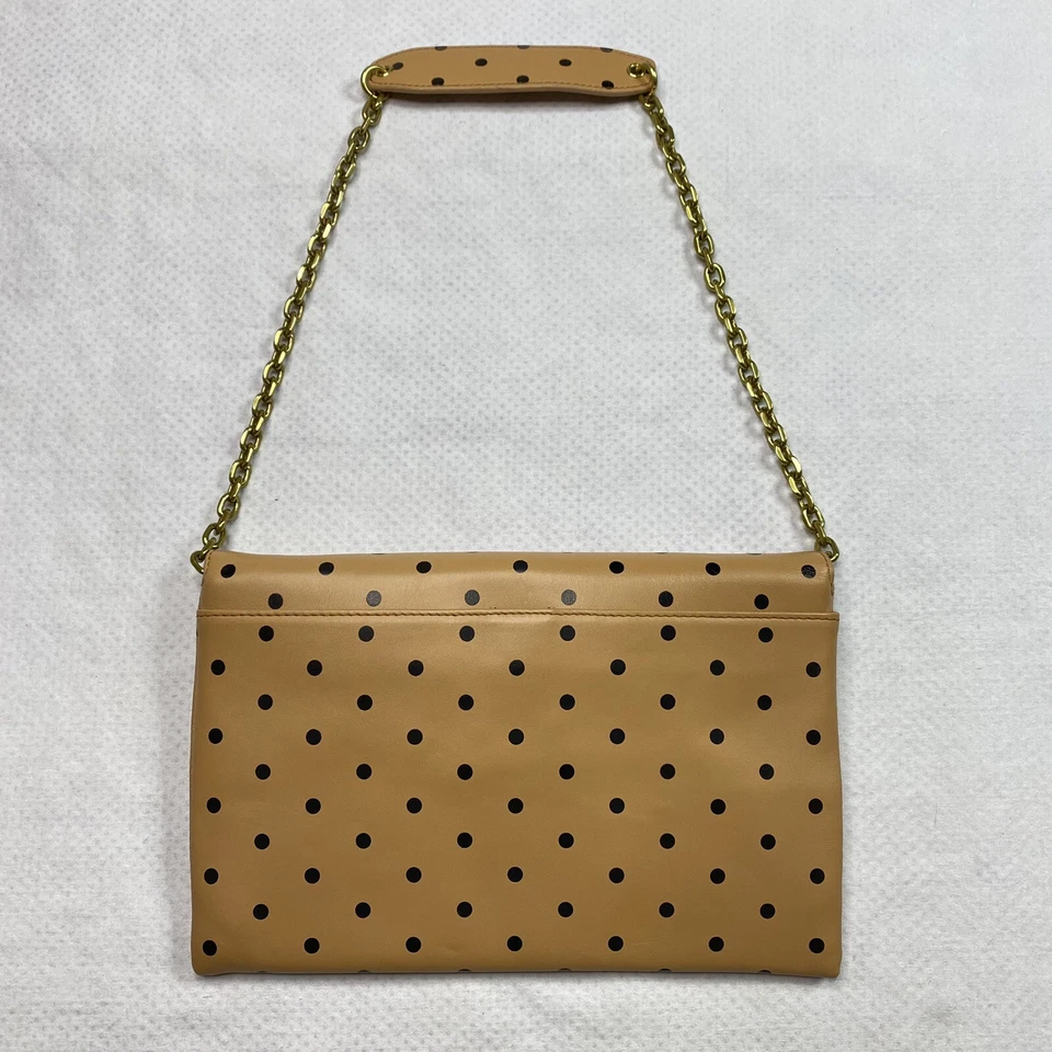 Bolso de Mano J Crew Marrón Negro Lunares Sobre Bolso sin asas Hombro Cadena Bolsillos Nuevo Foto 2 de 4