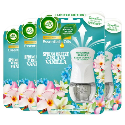 4 x Air Wick Elektrischer Lufterfrischer Set Spring Breeze & Island Vanilla 19ml
