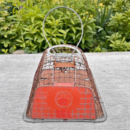 Vintage Japanese Wire Mesh Rat Trap Cage Tinplate Design with Company Logo