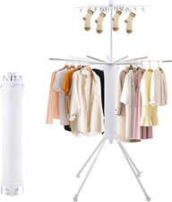 Portable 4-Legged Drying Rack with Wheels, 360  Rotatable, 2 Tier Design