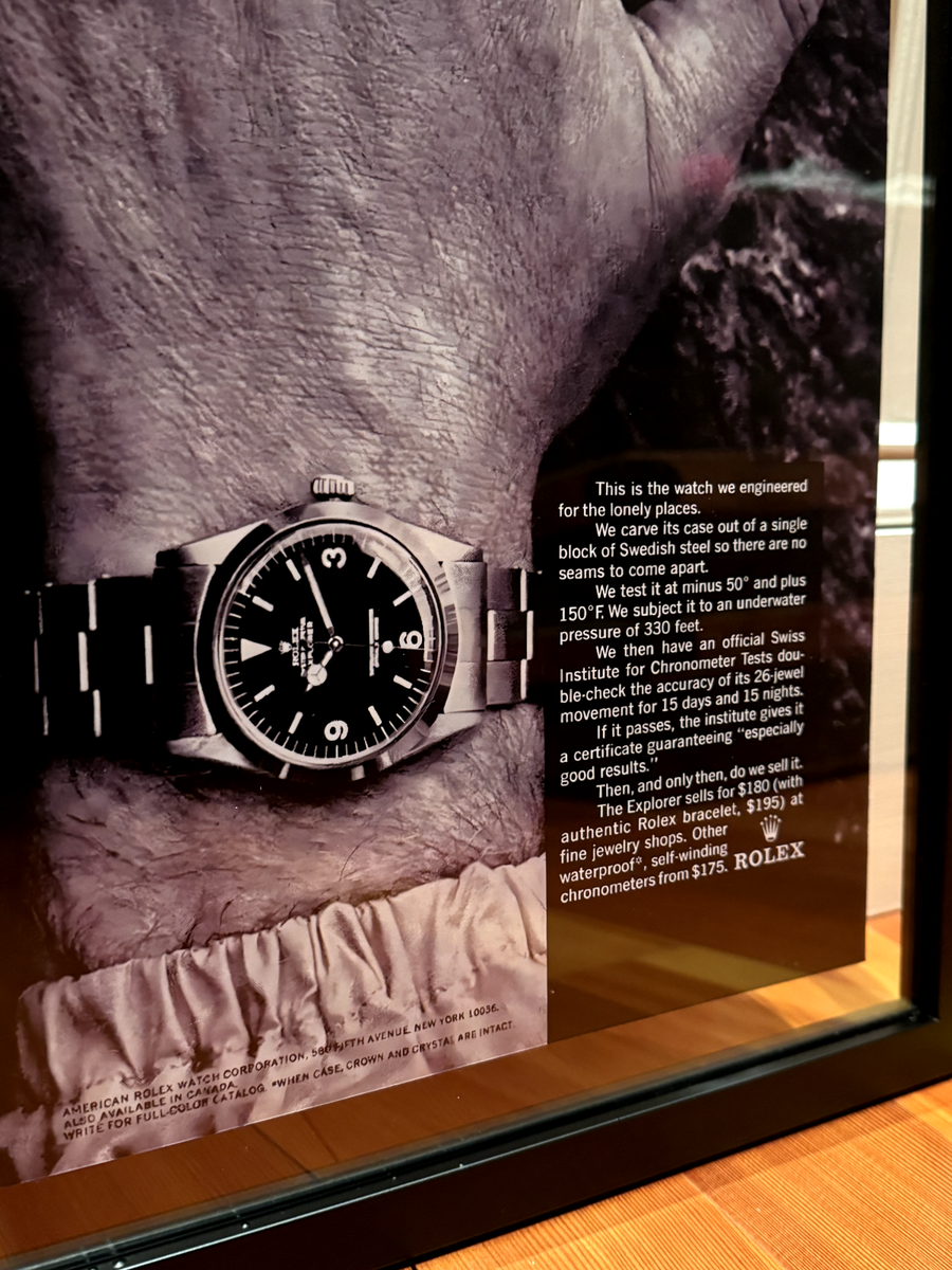 Enlarged Vintage Rolex Explorer Matterhorn Hand Advertisement Ad