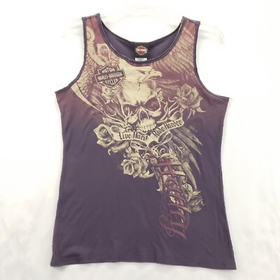 Harley Davidson Tank Top Men XL Blue Horny Toad Temple Texas Round Neck Pullover
