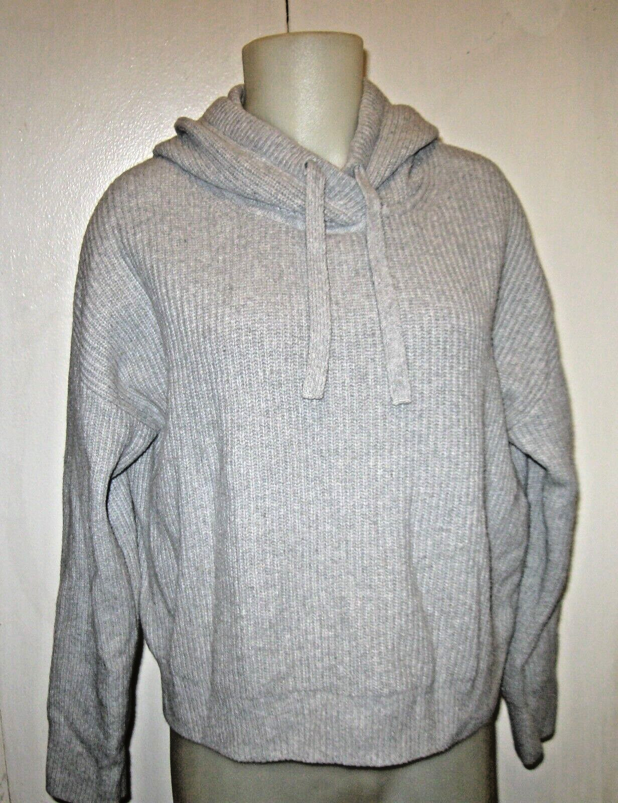 GAP HEATHER GRAY WOOL BLEND RIBBED PULLOVER HOODI… - image 1