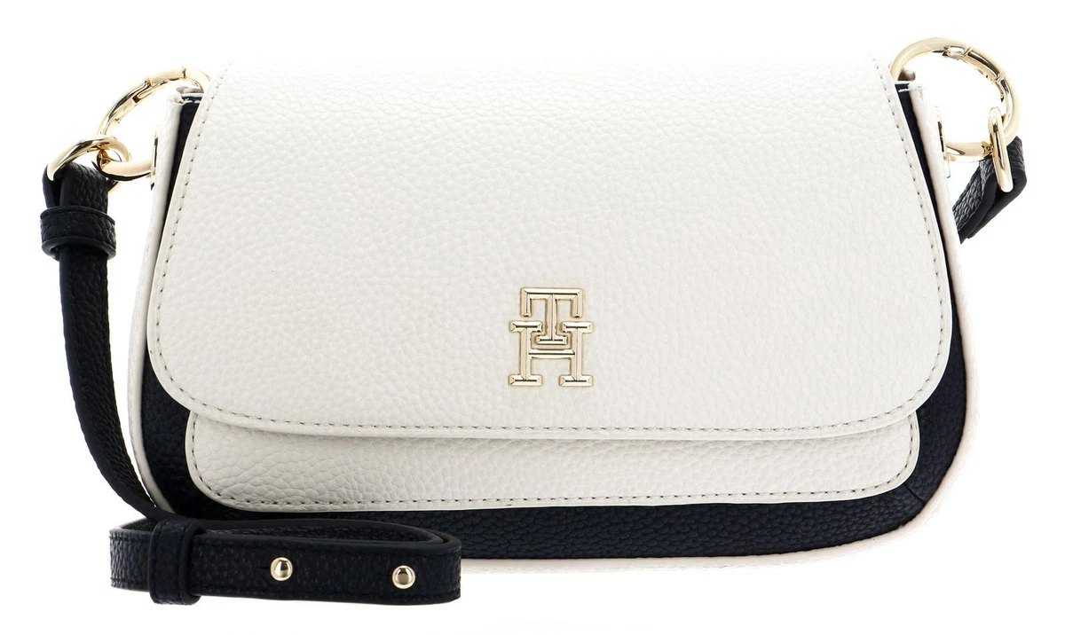 TOMMY HILFIGER TH Emblem Flap Crossover Bag Corporate White New