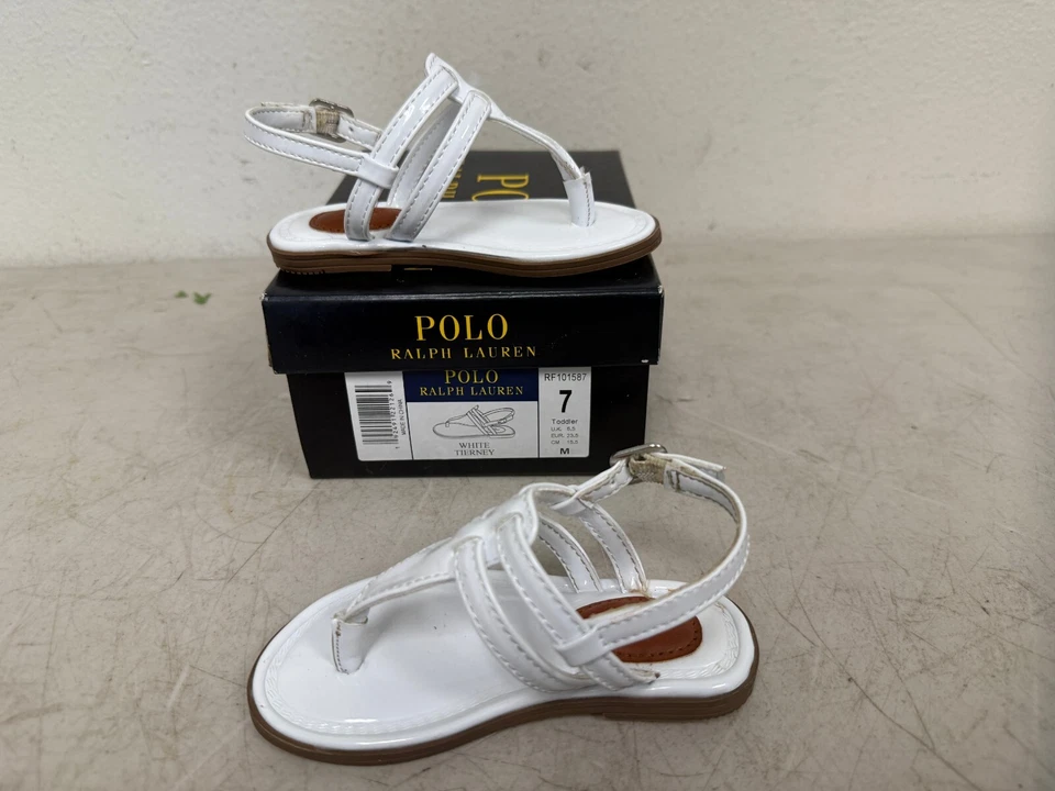 Sandalias de bebé Polo Ralph Lauren blancas talla 7 bebés niños pequeños zapatos Foto 2 de 4