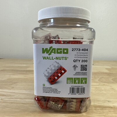 2773-404 | WAGO Wall-Nuts  PUSHWIRE  Splicing Connector | 4-Conductor | 200 Pk