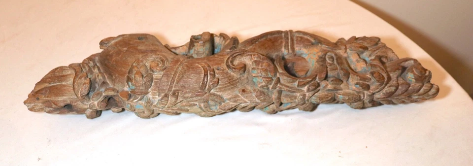 GRAN escultura de salvamento arquitectónico de madera asiática tallada a mano antigua de 1800 Foto 4 de 4