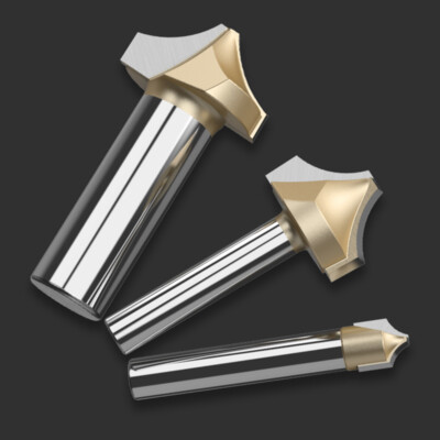 1/4'' 1/2'' Shank Woodworking Opening Carving Knife R-angle knife Milling Cutter