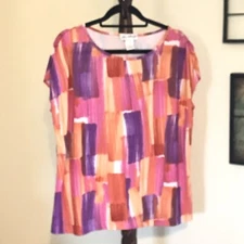 Leo’s Kritlosophy Women's XL Scoop neck Sleeveless Purple Pink Orange EUC