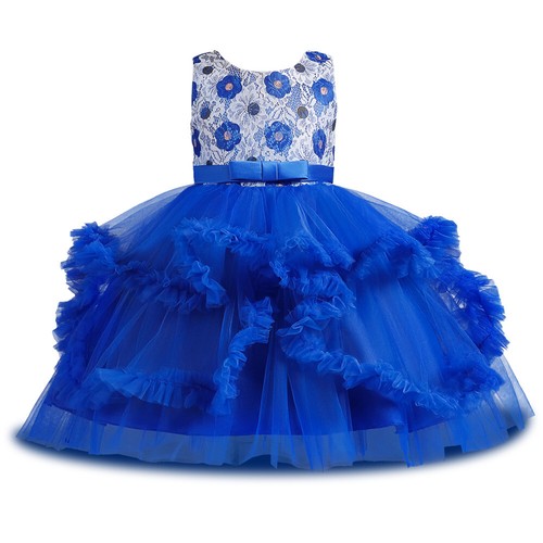 Princess Flower Girls Ball Gown Kids Baby Summer Tutu Dresses Bridesmaid Wedding - Picture 165 of 178