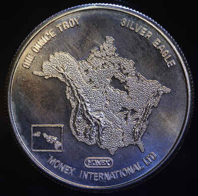 1982 Monex International Argent Eagle 1oz 999 FINE Silver art bar