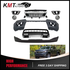 Front Bumper Cover & Grill & Skid Plate & Fog light For 2015-2020 Chevy Colorado