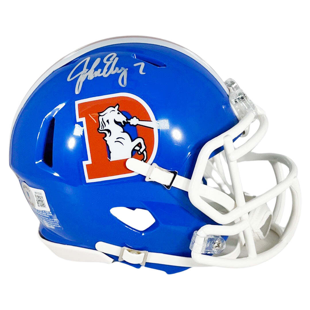 John Elway Signed Denver Broncos Throwback 75-96 Speed Mini Football Helmet (Bec John Elway Signed Denver Broncos Throwback 75-96 Speed Mini Football Helmet (Bec