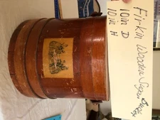 Large Antique Firkin Sugar Bucket w / Stencil