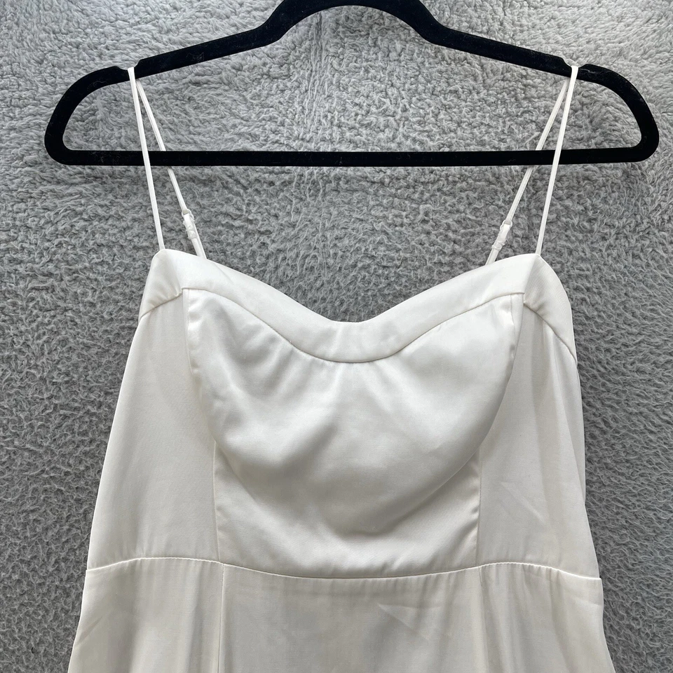 Abercrombie&Fitch Dress Women Small Cream Satin Midi Y2K Fairy Camisole Cinched* - Image 3 of 4