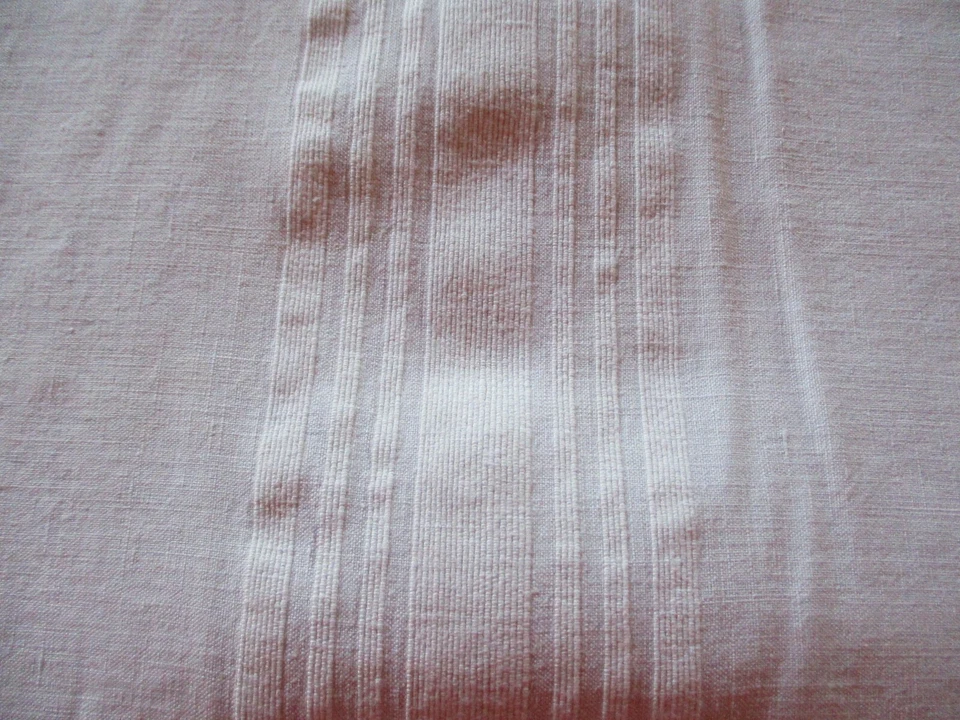 Nappe N°270 en lin monogramme rouge DF liteaux 165 x 170 cm  Bon état - Photo 2/4