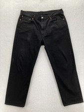 Levi's 550 Mens 40x30 Relaxed Fit Black Denim Straight Leg Jean Mid Rise Red Tab