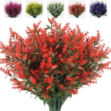 8 Bundles set Artificial Flowers Fake Plants Flower Outdoor UV Resistant Plastic