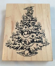  PSX Christmas Tree with Candles & Angel K495 Retired Rubber Stamp